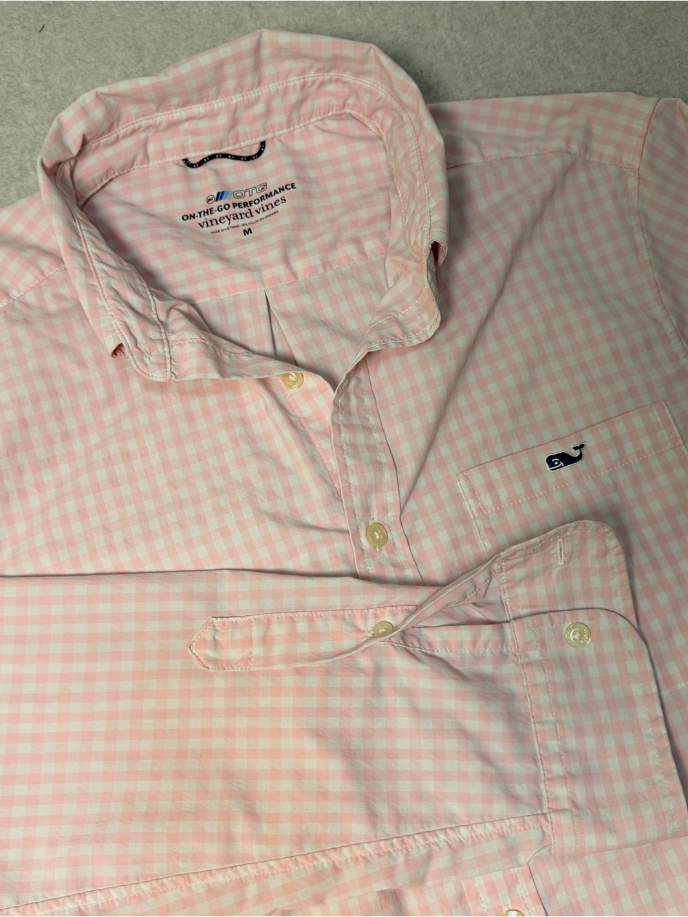 Vineyard Vines Men’s Pink Gingham Button-Down Shirt